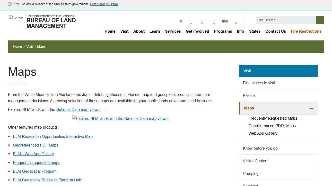 Maps Bureau of Land Management