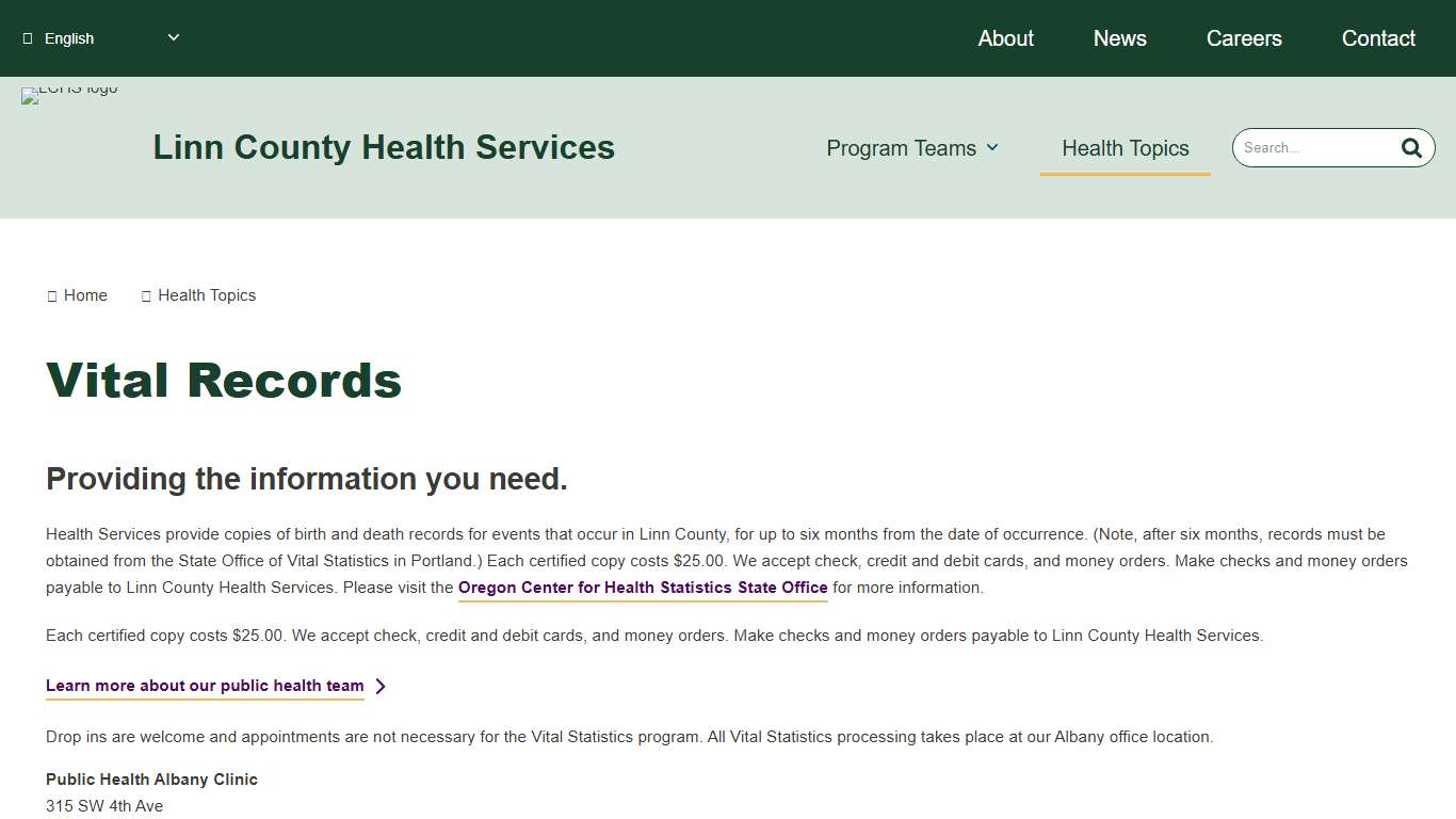 Vital Records - Linn County Health Services