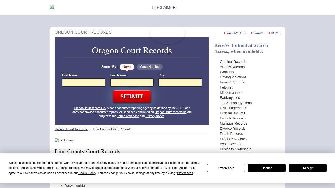 Linn County Court Records OregonCourtRecords.us